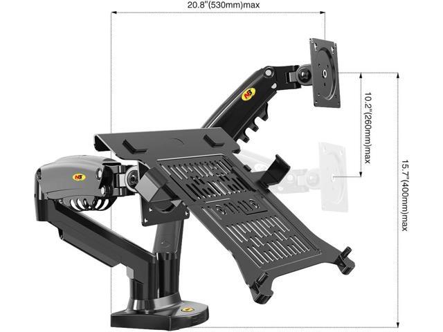 NB North Bayou Laptop Mount with Adjustable Tray for 10-17Notebook, Full Motion Arm with VESA Plate for 17-30Monitor,Clamp-on Grommet Mounting...