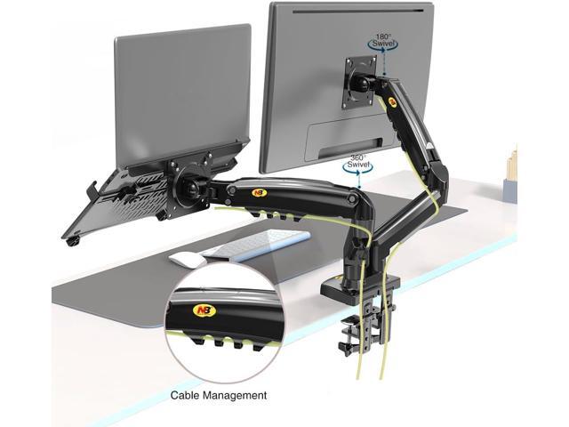 NB North Bayou Laptop Mount with Adjustable Tray for 10-17Notebook, Full Motion Arm with VESA Plate for 17-30Monitor,Clamp-on Grommet Mounting...