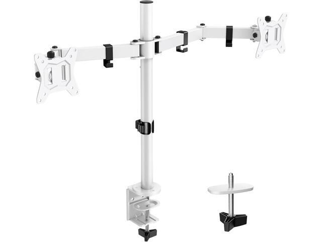 ErGear Fully Adjustable Dual Monitor Mount for 2 Screens up to 32 Inches, Holds up to 17.6 lbs Each Arm, Desk Stand, White