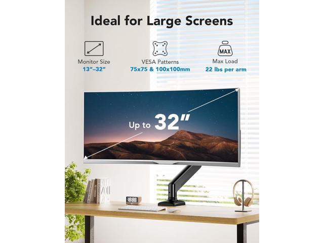 HUANUO Single Monitor Mount for 1332 Screens up to 22 lbs, Height Adjustable Monitor Arm, Home Office Monitor Stand Full Motion with C-Clamp &...
