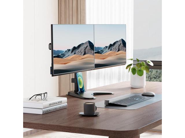 Mount-It! Dual Monitor Stand for Desk, Free Standing Monitor Stands for 2 Screens up to 19.8lbs per Arm, Fully Adjustable Dual Monitor Mount with...