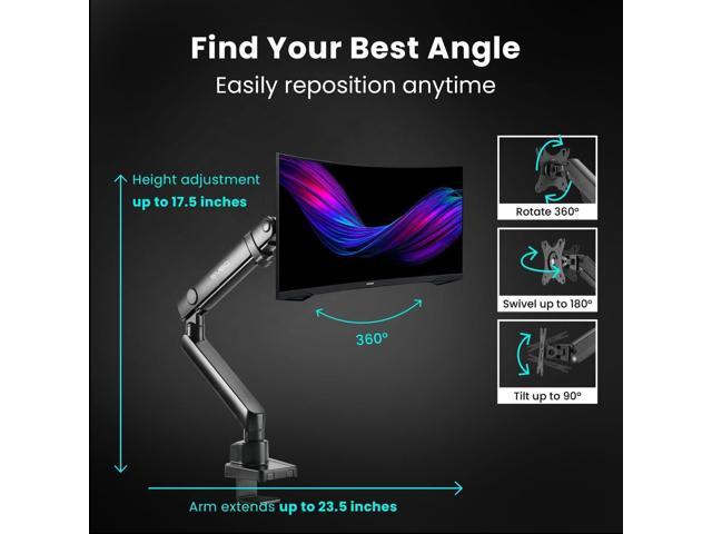 EVEO Premium Single Monitor Mount - 17 to 32 inch Single Monitor Arm Desk Mount, Adjustable Spring Monitor Stand, VESA Monitor Mount for Computer...