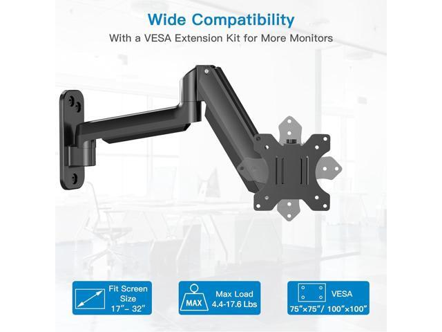 HUANUO Single Monitor Wall Mount for 13 to 32 Inch Computer Screen, Monitor Wall Mount Arm Holds up to 17.6lbs, Height Adjustable Full Motion Gas...