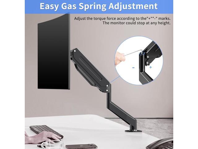 Suptek Single Monitor Mount - Adjustable Gas Spring Arm, Fits 17-33 inch Monitors, Holds up to 22 lbs, Black