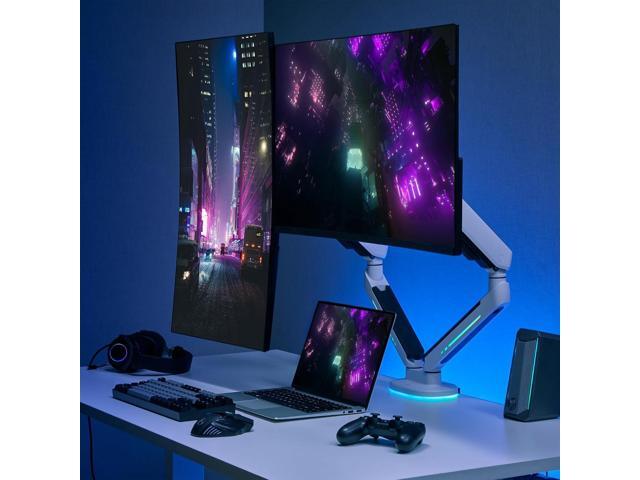 AVLT Dual 27-43 RGB Gaming Monitor Arm Desk Mount Built-in 20 Lighting Modes Touch Button Control Fits Flat/Curved/Ultrawide Screen Height Swivel...
