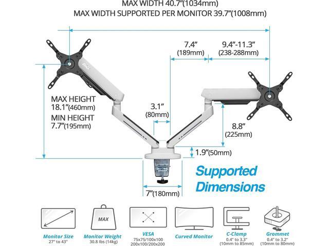 AVLT Dual 27-43 RGB Gaming Monitor Arm Desk Mount Built-in 20 Lighting Modes Touch Button Control Fits Flat/Curved/Ultrawide Screen Height Swivel...