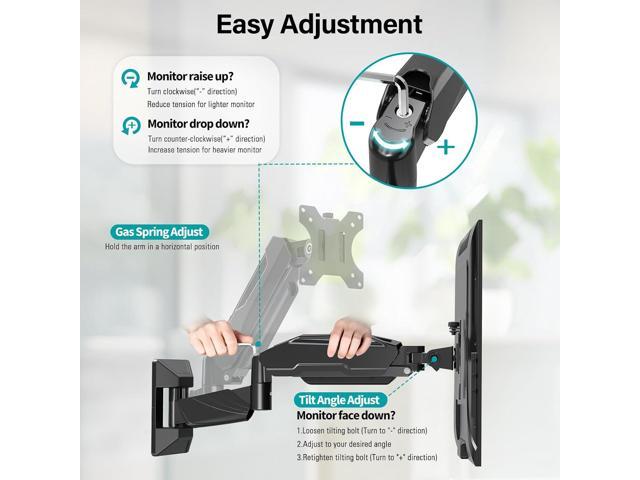 MOUNT PRO Dual Monitor Wall Mount for 2 Computer Screen up to 32 Inch, Gas Spring Double Monitor Arm Holds Up to 17.6lbs Each, Full Motion...