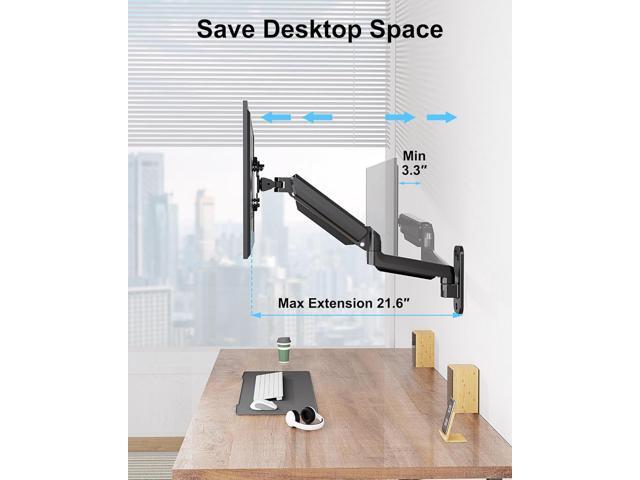 Monitor Wall Mount Fits Max 35 Inch/26.4lbs Computer Screen, Ultrawide Premium Single Monitor Arm, Full Motion Gas Spring Wall Monitor Mount with...