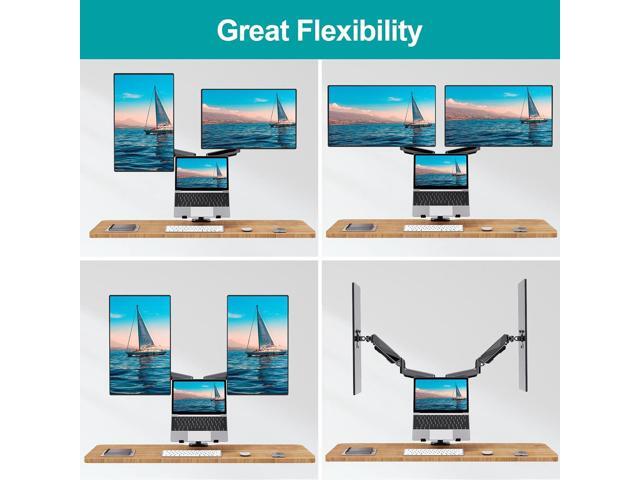 MOUNT PRO Monitor and Laptop Mount, Gas Spring Dual Monitor Arm Fit Two Max 27inch Computer Screens, Monitor Mount with Laptop Tray for max 17 Inch...