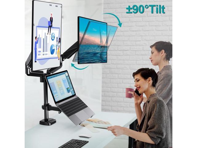 MOUNT PRO Monitor and Laptop Mount, Gas Spring Dual Monitor Arm Fit Two Max 27inch Computer Screens, Monitor Mount with Laptop Tray for max 17 Inch...