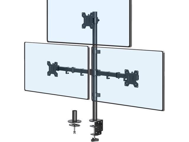 Triple Monitor Stand, Desk Mount for Three Screens up to 32 Inch, Stacked Monitor Arm for 3 Monitors Max 17.6lbs per Arm, Height Adjustable, Tilt,...