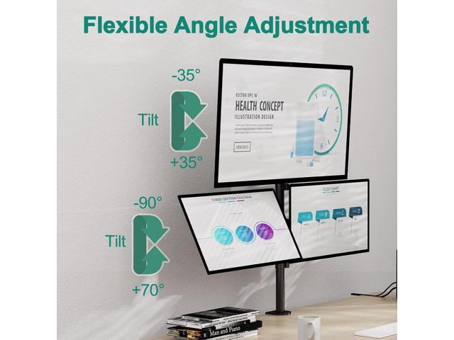 Triple Monitor Stand, Monitor Desk Mount for Three Screens up to 32 Inch, Stacked Monitor Arm for 3 monitors Max 17.6lbs per Arm, Height...