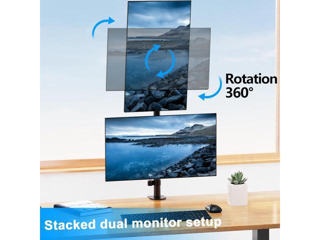 Vertical Dual Monitor Stand, Stacked Monitor Mount for 2 Screen Max 32 inches, Computer Monitor Arm Holds up to 17.6 lbs Each, Height Adjustable,...