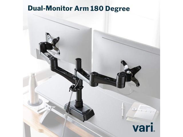 Vari Dual Monitor Arm 180 Degree - VESA Monitor Mount w/ 180 Degree Adjustment - Monitors up to 27 inches, 19.8 lbs - Double Monitor Arms for...