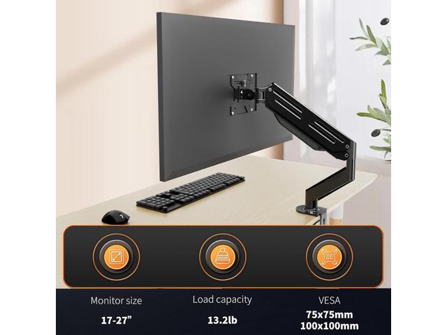 Bracwiser Monitor Mount 17-27 Inch Adjustable Gas Spring Desk Mount Stand Hold up to 13.2lbs with Clamp/Grommet Mounting Base (MD82)