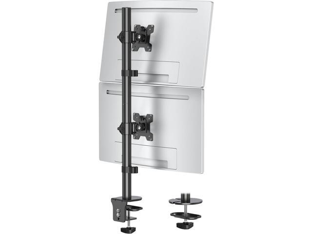 MOUNTUP Dual Monitor Stand, Vertical Monitor Mount for 2 Max 32 inch Stack Screen Monitors, Height Adjustable, Swivel, Tilt Monitor Desk Mount with...