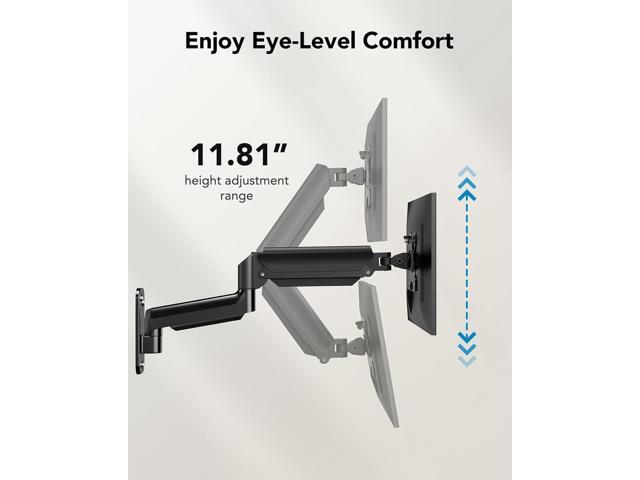 HUANUO Computer Monitor Wall Mount for 22 to 35 inch Flat Curved Screens, Single Wall Mount Monitor Arm Holds up to 26.4lbs, Height Adjustable Full...
