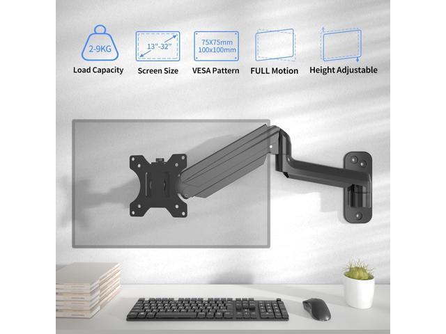 suptek Single Monitor Wall Mount for 13 to 32 Inch Screen,Adjustable Gas Spring Monitor Arm Mount,Holds Up to 19.84lbs,VESA Mount...