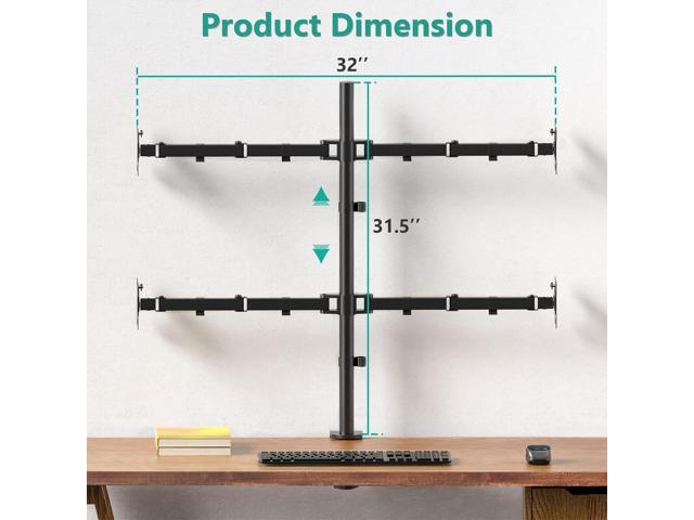 WALI Quad Monitor Desk Mount, 4 Monitor Stand Fits Heavy Duty Computer Screen up to 27 inch, Full Adjustable Monitor Arm holds up to 22 lbs per Arm...
