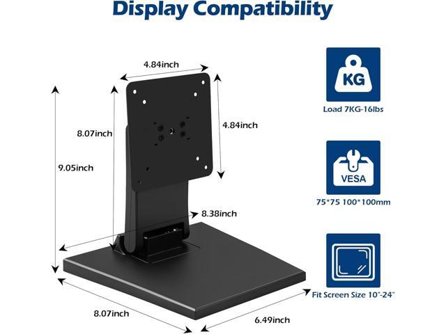 Lay Flat Monitor Stand - Foldable Low Profile Monitor Stands Compatible with VESA 75x75 and 100x100 Monitor Mounts WS-03A2
