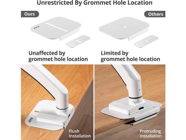 AVLT Adjustable Reinforcement Plate Bracket Mount for Fragile Tabletop - Supports Monitor Stand with C Clamp Or Grommet Installation - White
