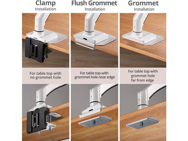 AVLT Adjustable Reinforcement Plate Bracket Mount for Fragile Tabletop - Supports Monitor Stand with C Clamp Or Grommet Installation - White