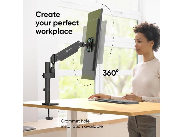 ONKRON Single Monitor Arm for 13-34 Inch Monitor, Gas Spring Monitor Arm Single up to 26.5 lbs - Desk Monitor Mount VESA 75x75-100x100 / Tilt...