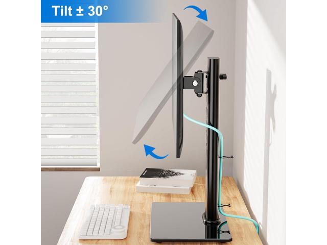 Single Monitor Stand Fits Max 32 inch Computer Screen, Free-Standing Monitor Desk Stand Hold up to 17.6lbs, Monitor Mount with Height Adjustment,...
