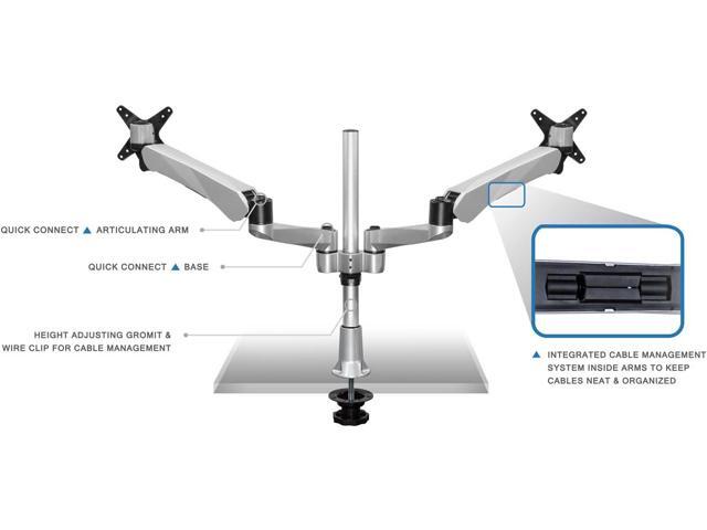 Mount-it! Height Adjustable Full Motion Two Monitor Computer Desk Mount Spring Arm Quick Release with Grommet Base (MI-45111)