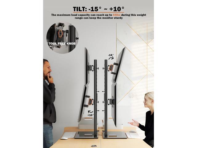 Dual Monitor Stand - Vertical Stack Screen Free-Standing Monitor Riser Fits Two 13 to 34 Inch Screen with Swivel, Tilt, Height Adjustable, Holds...
