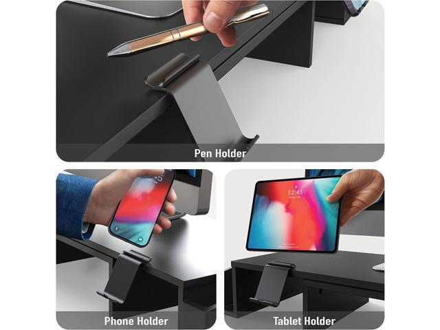 Simple Houseware Desk Dual Monitor Stand Riser with Drawer, Black