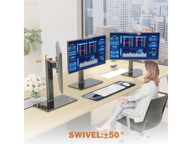 Single LCD Computer Monitor Free-Standing Desk Stand Mount Riser for 13 inch to 32 inch Screen with Swivel, Height Adjustable, Rotation, Vesa Base...