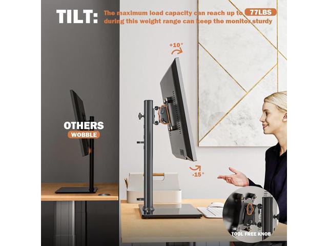 Single LCD Computer Monitor Free-Standing Desk Stand Mount Riser for 13 inch to 32 inch Screen with Swivel, Height Adjustable, Rotation, Vesa Base...