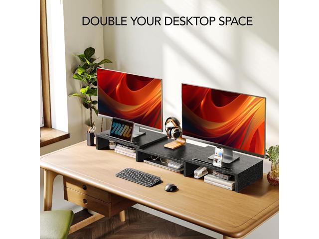 AMERIERGO Dual Monitor Stand Riser for 2 Monitors, Monitor Stand for Desk, Adjustable Computer Monitor Stand with 2 Slot, Multifunctional Desktop...