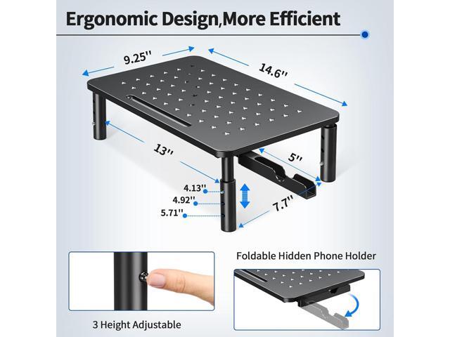 Zimilar 2 Pack Monitor Stand, 3 Height Adjustable Stand with Unique Star Mesh for Computer, Laptop, Printer, Notebook, iMac, Premium Metal Monitor...