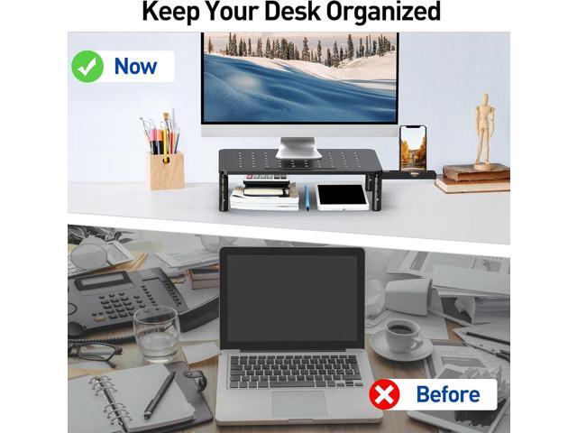 Zimilar 2 Pack Monitor Stand, 3 Height Adjustable Stand with Unique Star Mesh for Computer, Laptop, Printer, Notebook, iMac, Premium Metal Monitor...