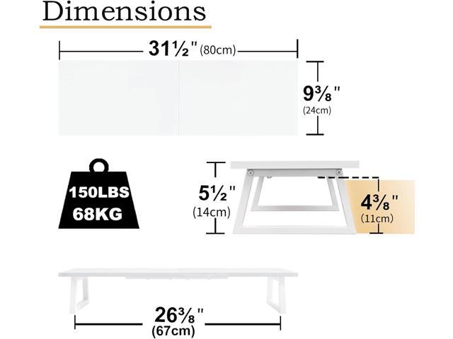 TEAMIX White Dual Monitor Riser, 31.5 inch Long Monitor Stand Riser Wide TV Stand Riser White Monitor Stand for 2 Monitors Wood & Steel Desktop...