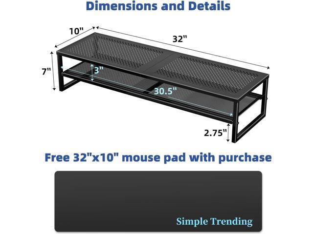 Simple Trending 2 Tier Metal Dual Monitor Stand Riser,Computer Office Desktop Organizer for 2 Monitors With 32'x10' Mouse Pad,for...