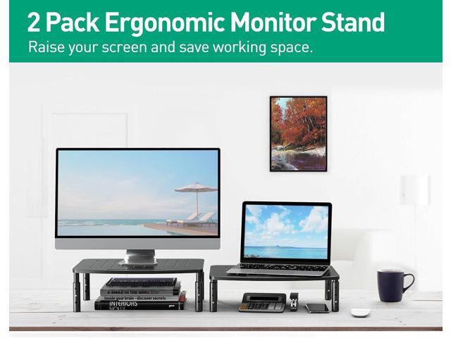 Zimilar 2 Pack Monitor Stands Risers, 3 Height Adjustable Monitor Riser for Laptop, Printer, iMac, PC, Premium Metal Monitor Stand Riser for 2...