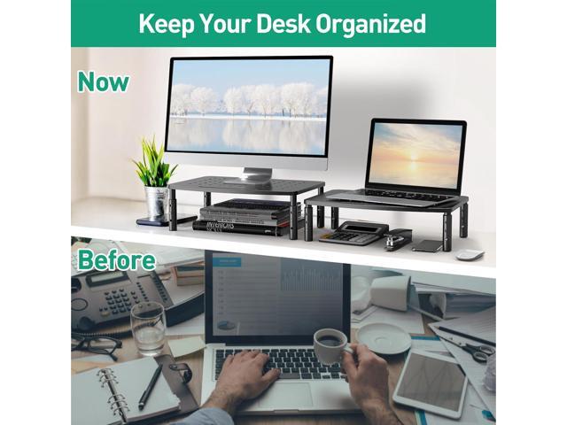 Zimilar 2 Pack Monitor Stands Risers, 3 Height Adjustable Monitor Riser for Laptop, Printer, iMac, PC, Premium Metal Monitor Stand Riser for 2...