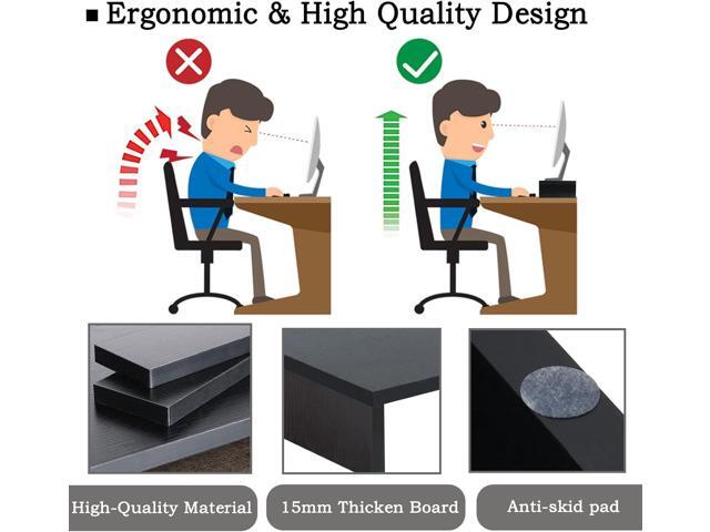 TEAMIX 2-Tier Wood Monitor Stand Riser for 2 Monitors, Laptops, and PCs - Black, 2 Pack