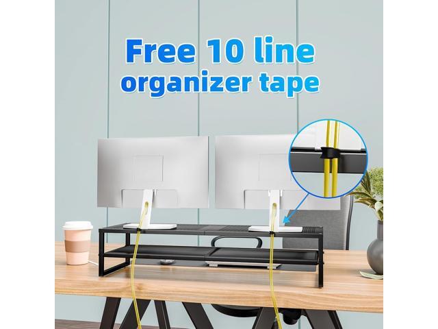 Simple Trending 2-Tier Metal Dual Monitor Stand Riser,Computer Office Desktop Organizer for 2 Monitors With 32'x10' Mouse Pad,for...