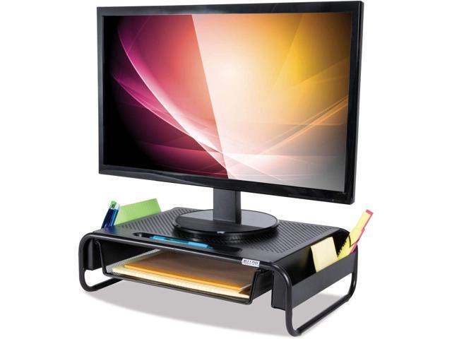 Allsop 32166 Metal Art Organizer 5 Riser Monitor Stand with Drawer and Side Caddies, Black