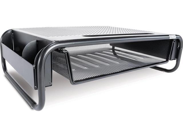 Allsop 32166 Metal Art Organizer 5 Riser Monitor Stand with Drawer and Side Caddies, Black
