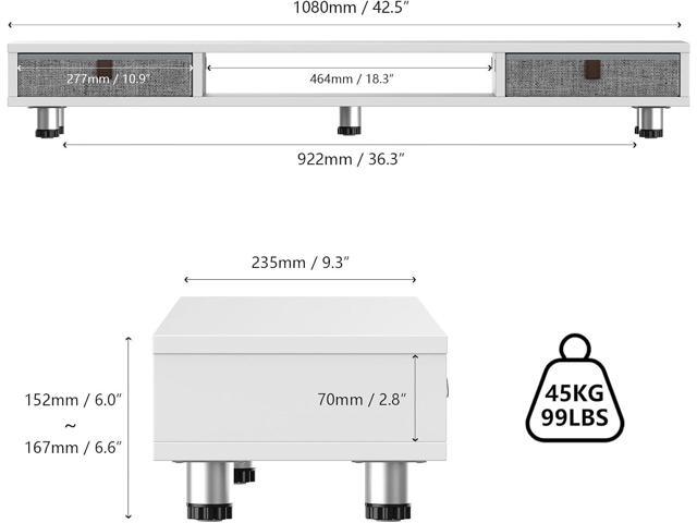 Fenge Monitor Stand, Dual Monitor Stand with 2 Drawers, Monitor Riser for 2 Monitors, Adjustable Height Computer Stand, Office Monitor Stands for...
