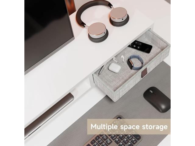 Fenge Monitor Stand, Dual Monitor Stand with 2 Drawers, Monitor Riser for 2 Monitors, Adjustable Height Computer Stand, Office Monitor Stands for...