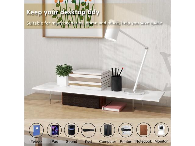 Monitor Stand Riser,Wood & Acrylic Computer Monitor Stand with LED Light,Desk Accessories Desktop Organizer Stand for Computer,Laptop,Printer,PC &...