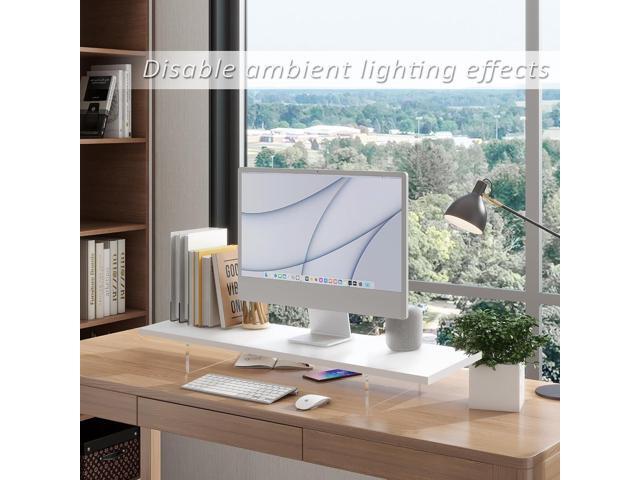 Monitor Stand Riser,Wood & Acrylic Computer Monitor Stand with LED Light,Desk Accessories Desktop Organizer Stand for Computer,Laptop,Printer,PC &...
