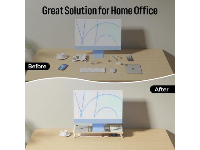 loukin Monitor Stand Riser for Desk, 22.4' x 8.3' Larger Computer Stand for Laptop, PC, Printer, Sturdy Desktop Computer Shelf with Non-Skid...