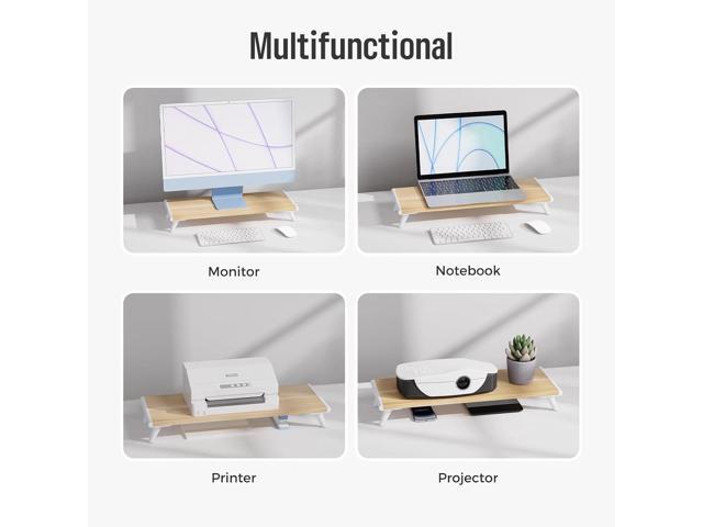 loukin Monitor Stand Riser for Desk, 22.4' x 8.3' Larger Computer Stand for Laptop, PC, Printer, Sturdy Desktop Computer Shelf with Non-Skid...
